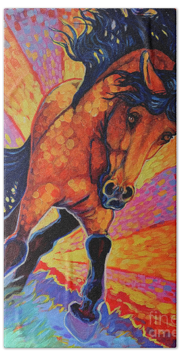 Horse Hand Towel featuring the painting If Horses Were the Cracking Dawn by Jenn Cunningham