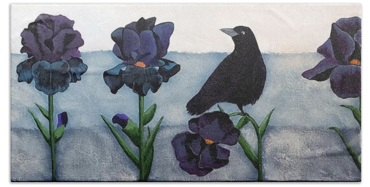 Crow Bath Towel featuring the painting Illusions by Jean Fry