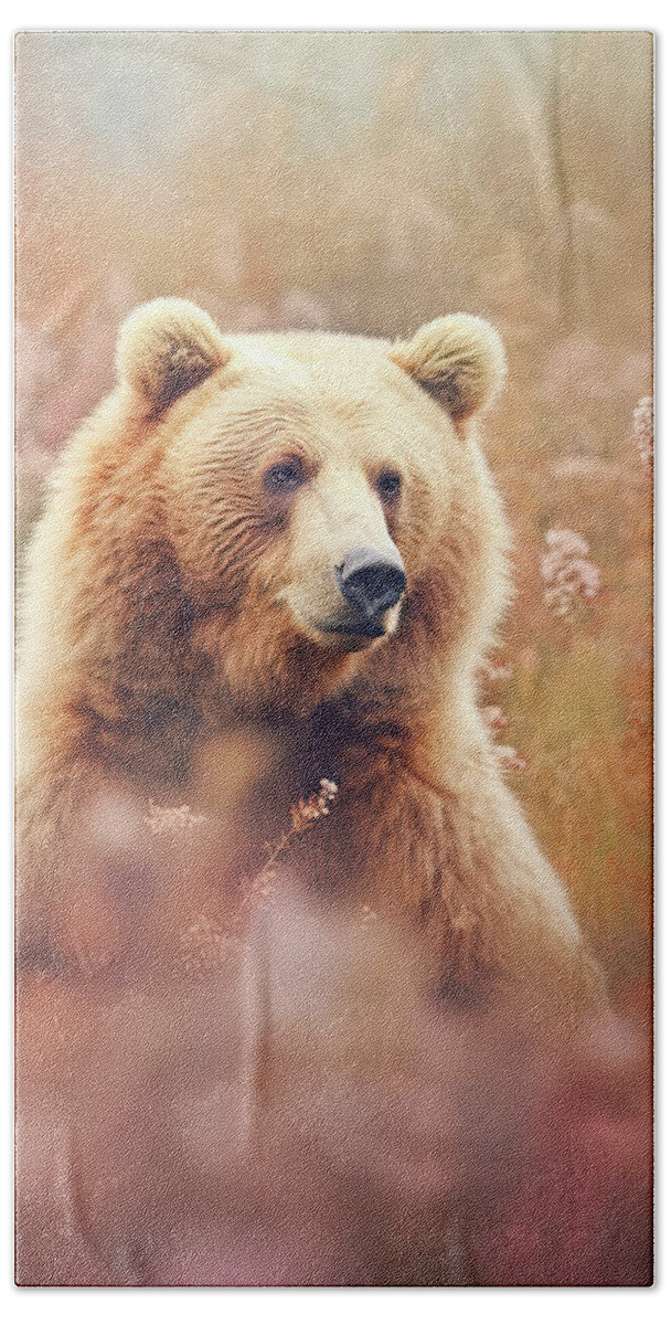 Kodiak Bear Hand Towel featuring the photograph I'm a flower by David Mohn