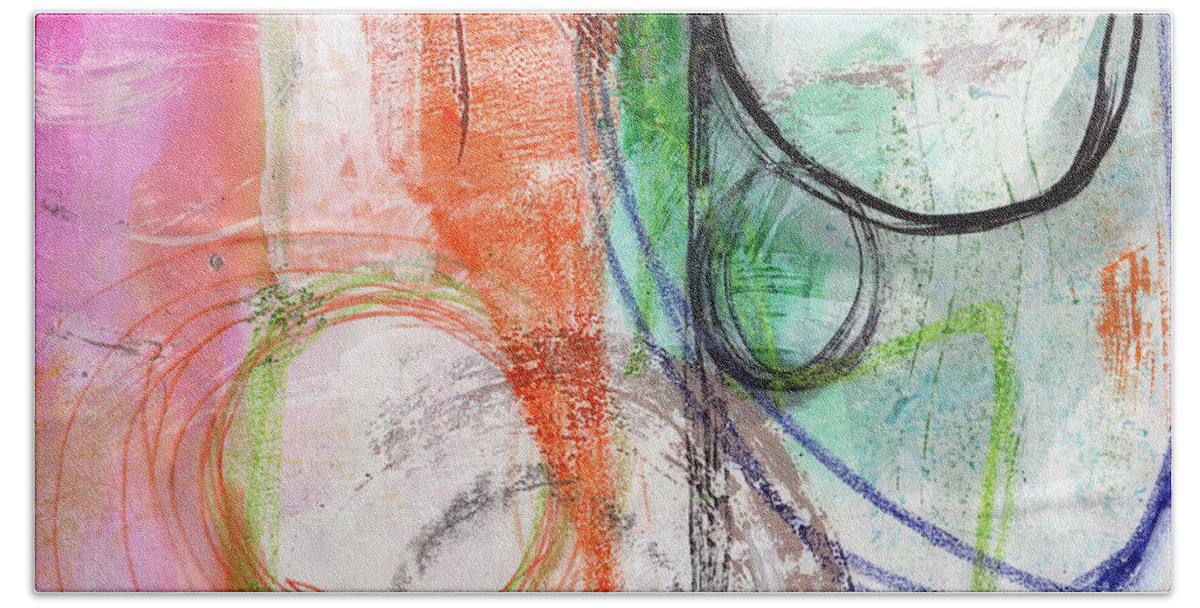 Abstract Bath Towel featuring the painting Immersed by Linda Woods