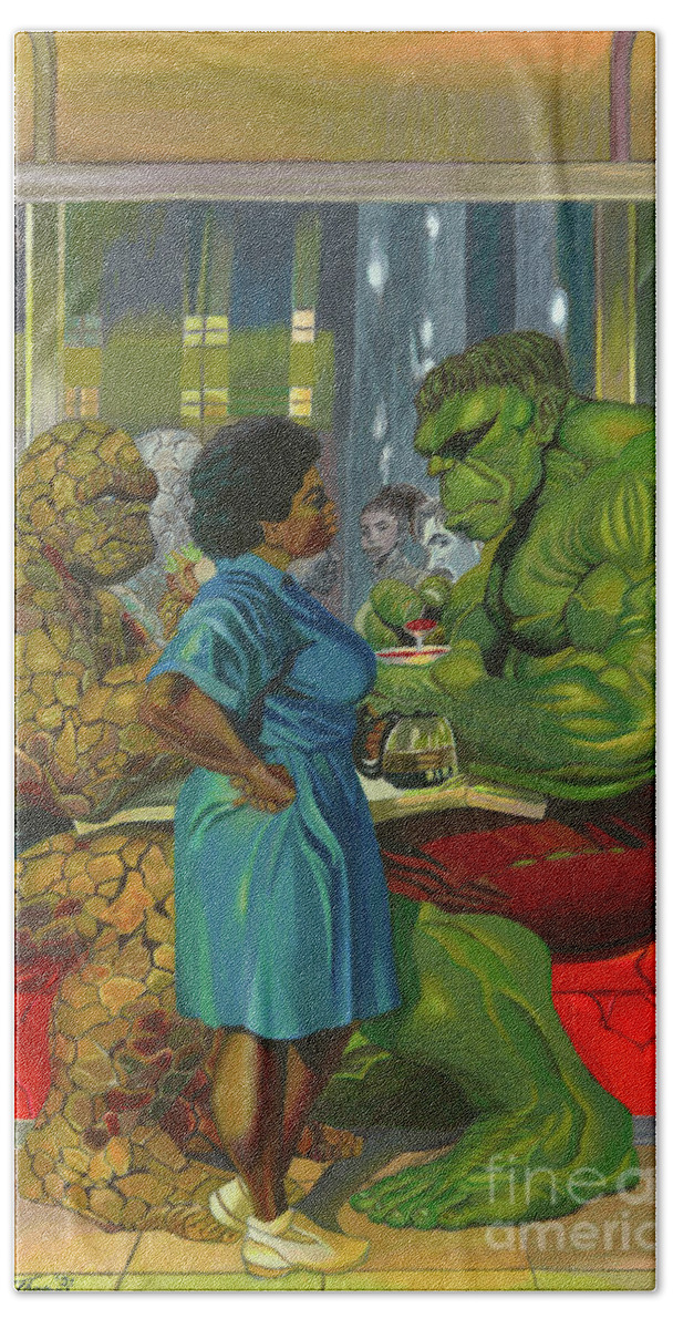 Color Pencil Bath Towel featuring the drawing Immortal Hulk #41 by Philippe Thomas