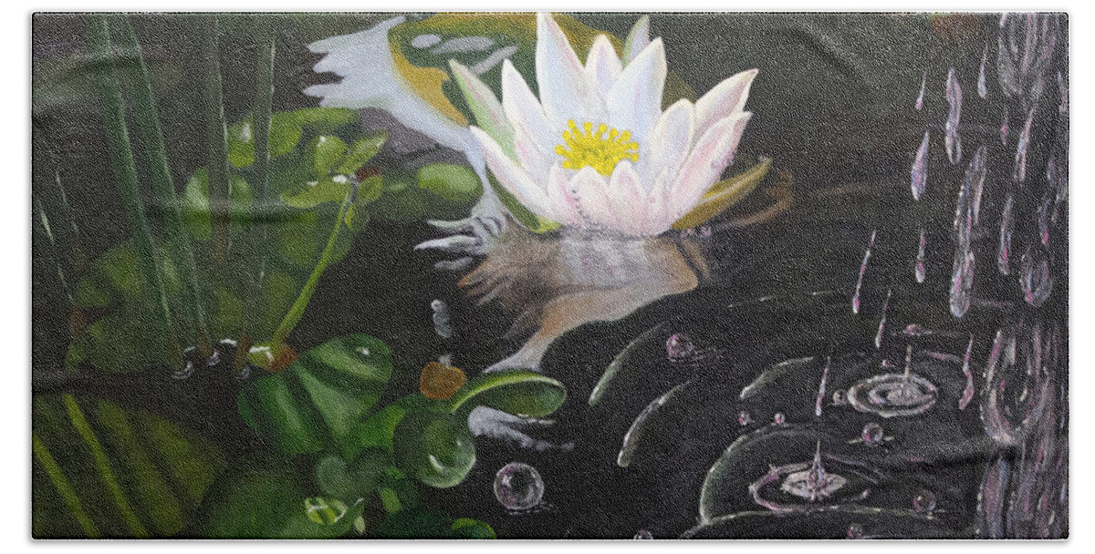 Water Lily Bath Towel featuring the painting Impact by Mike Kling