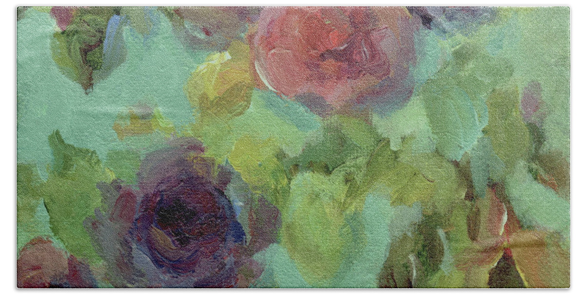 Flowers Bath Towel featuring the painting Impressionist Floral by Mary Wolf