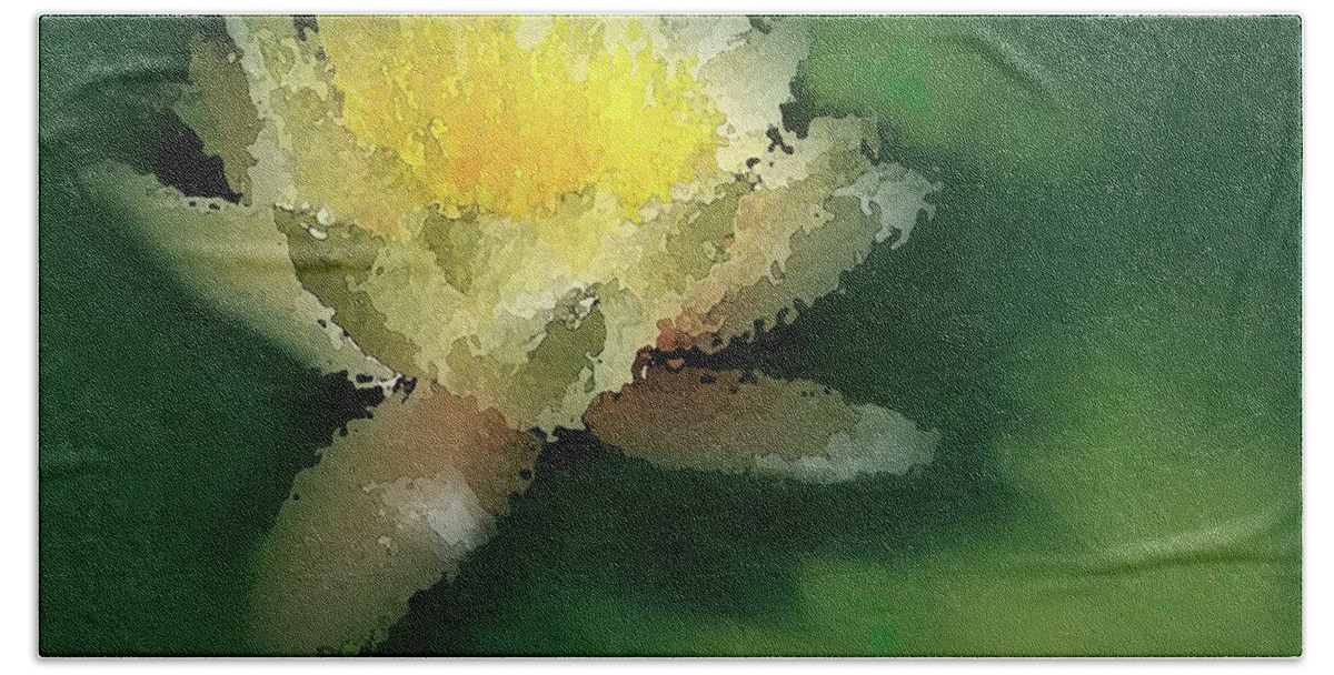 Water Lily Hand Towel featuring the mixed media Impressionistic Water Lily by George Harth