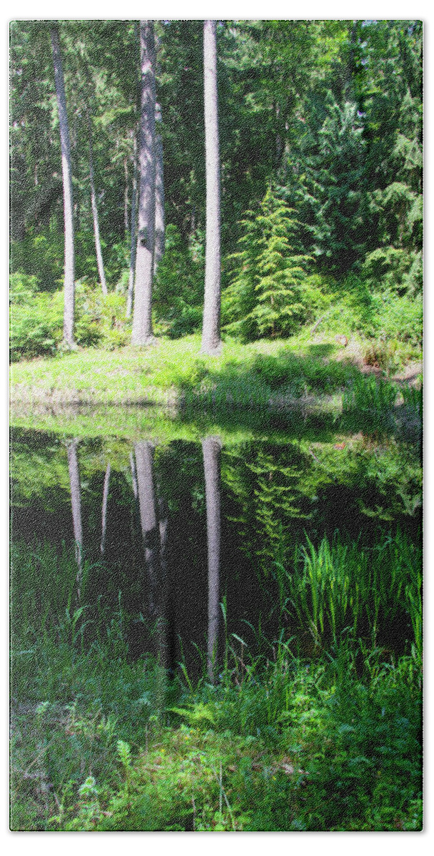 Hike Bath Towel featuring the photograph In the trees by Leslie Struxness