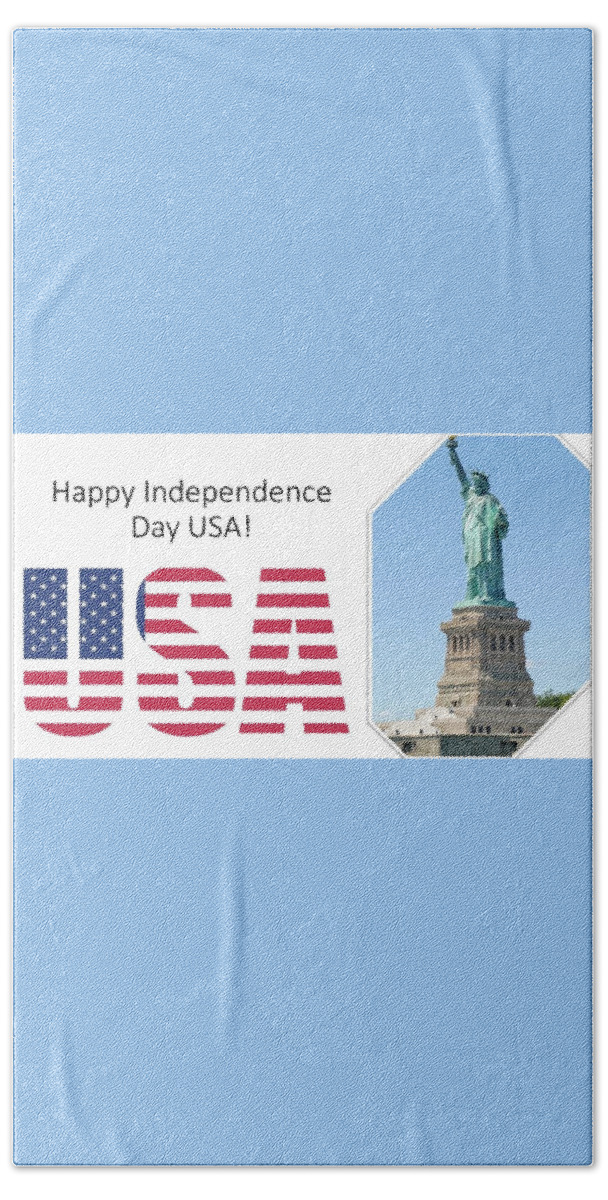 Usa Bath Towel featuring the mixed media Independence Day USA by Nancy Ayanna Wyatt