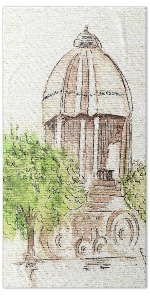 Valluvarkottam Hand Towel featuring the painting Indian Monument - Valluvarkottam by Remy Francis
