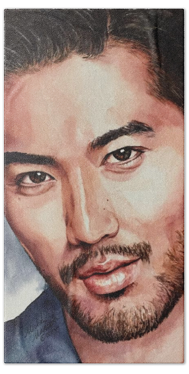Godfrey Gao Hand Towel featuring the painting Inner Power by Michal Madison