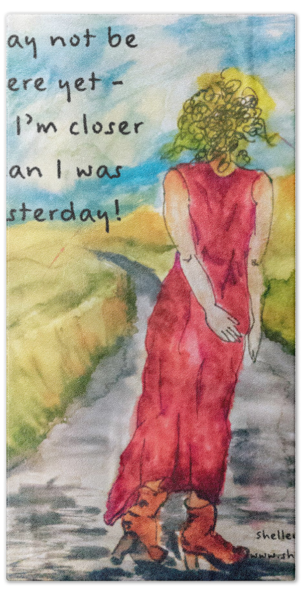 Daily Hand Towel featuring the mixed media Inspiration #13 by Shelley Bain