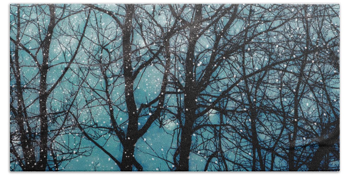Branches Hand Towel featuring the digital art Into the Winter Night by Michele Cornelius