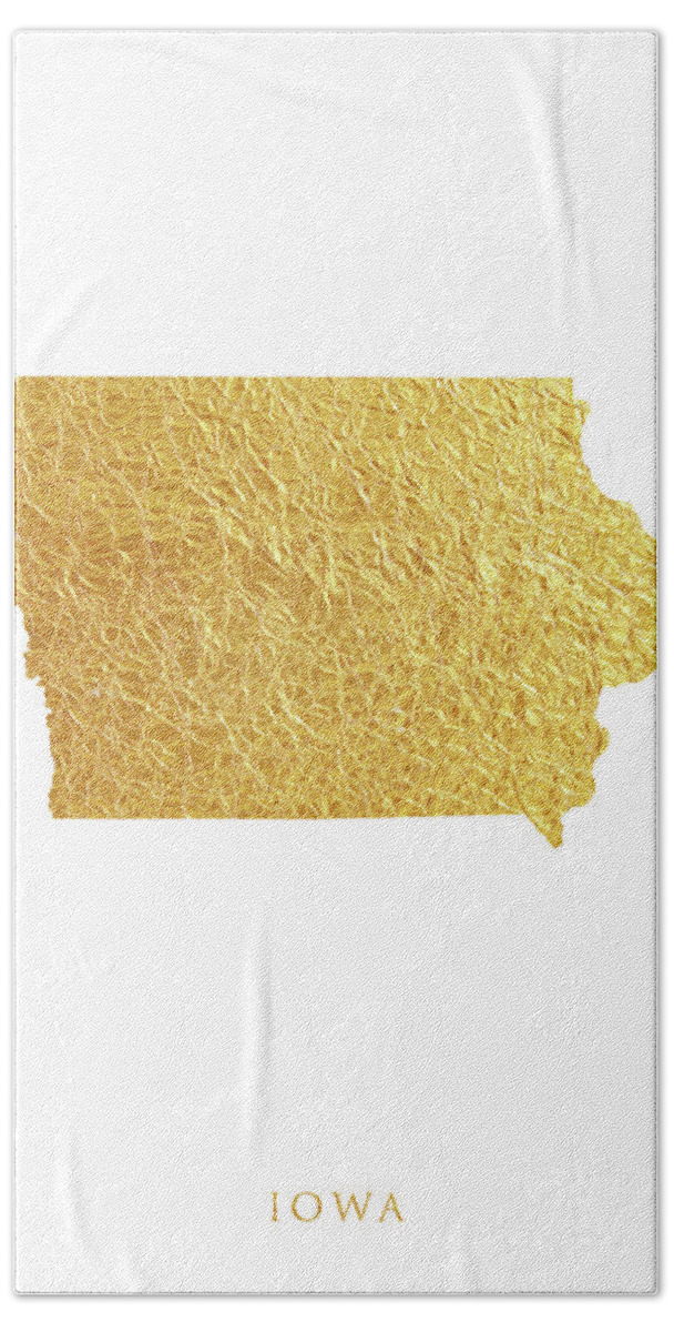 Iowa Hand Towel featuring the digital art Iowa Gold Map #55 by Michael Tompsett