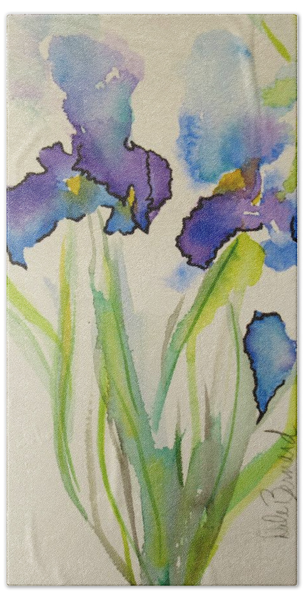 Flowers Bath Towel featuring the painting Iris by Dale Bernard