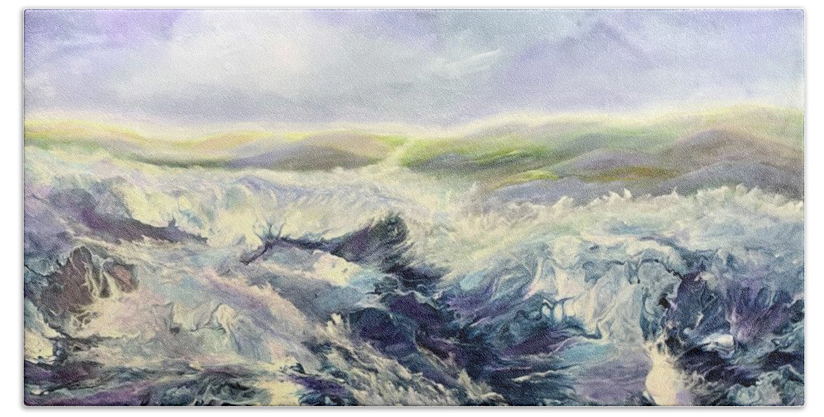 Irish Coast Hand Towel featuring the painting Irish Coast by Soraya Silvestri
