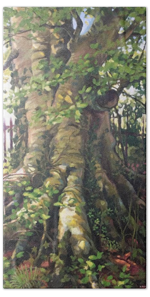 Tree Bath Towel featuring the painting Irish Tree by Don Morgan
