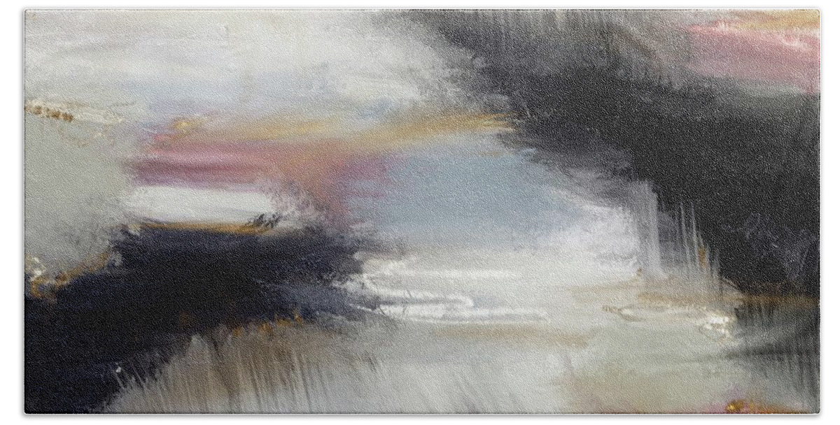 Painterly Bath Towel featuring the painting Is the storm clearing Painterly Abstract 7 by Itsonlythemoon -