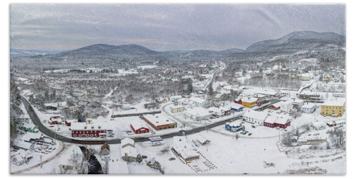 2022 Bath Towel featuring the photograph Island Pond, Vermont - Winter Panorama - December 2022 by John Rowe