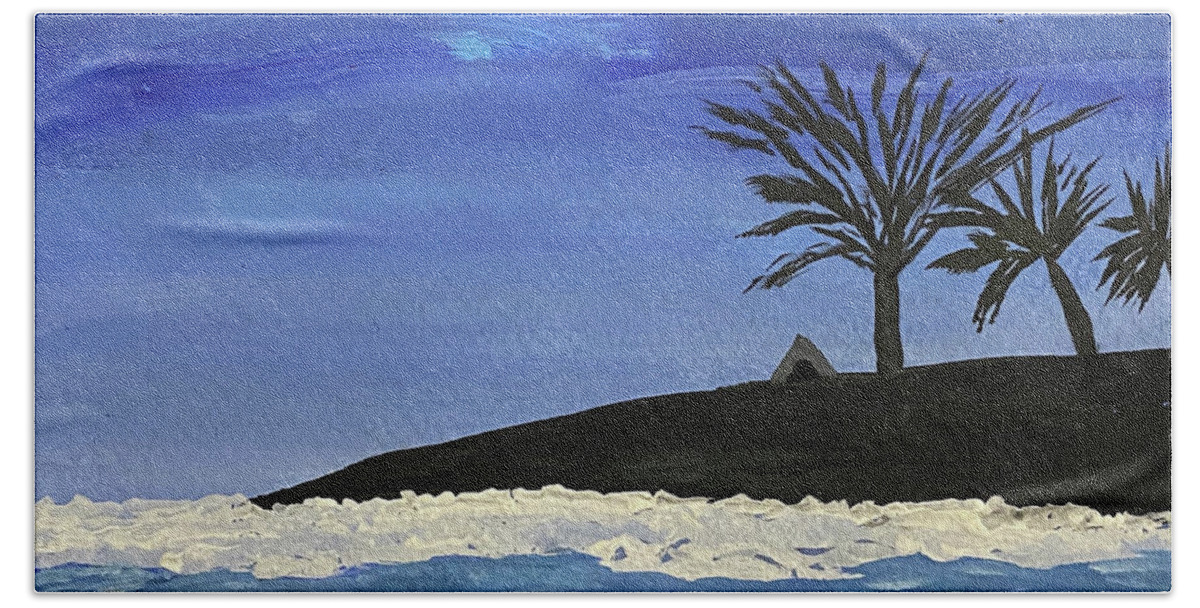 Island Bath Towel featuring the painting Island Sea by Lisa Neuman
