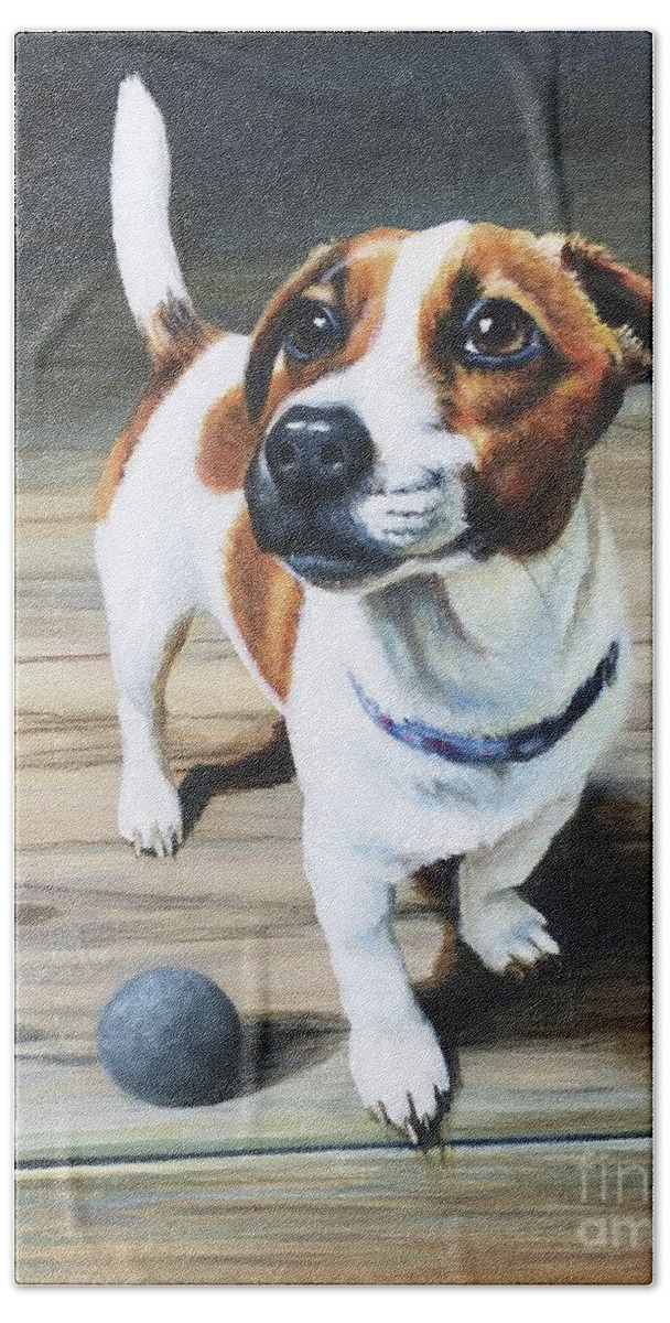 Dog Hand Towel featuring the painting Jack Russell by Pat Burns