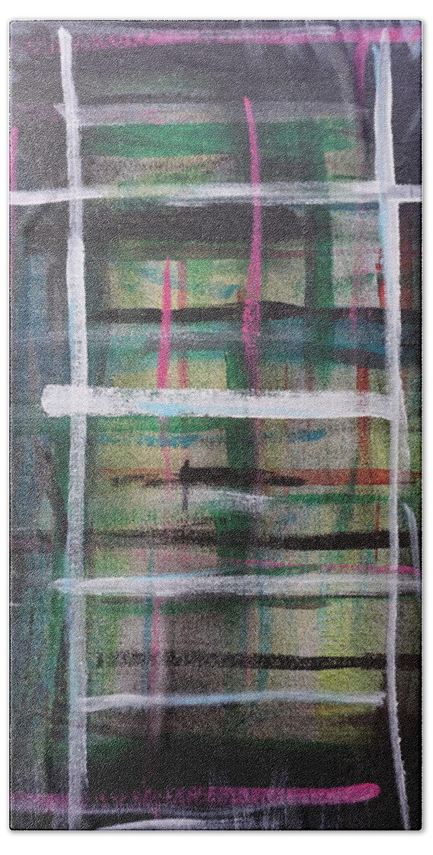 Abstract Bath Towel featuring the painting Jacobs Ladder by Brent Knippel