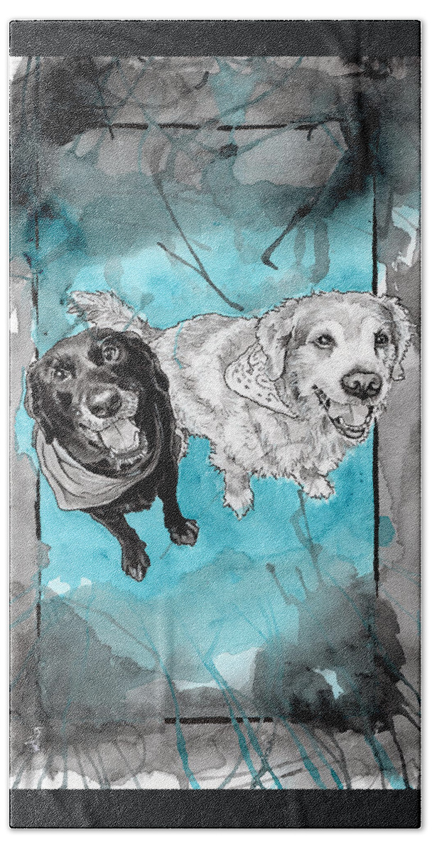 Dog Hand Towel featuring the painting Jake and Riley by Tiffany DiGiacomo