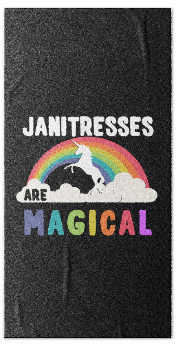 Funny Hand Towel featuring the digital art Janitresses Are Magical by Flippin Sweet Gear