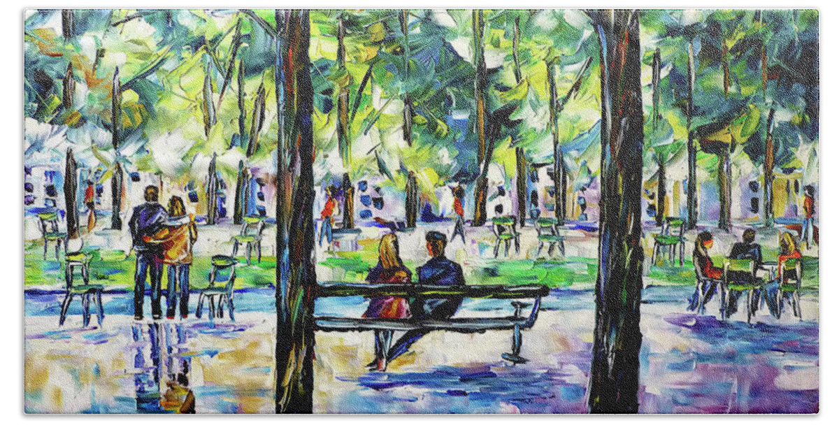 Park In Paris Bath Towel featuring the painting Jardin des Tuileries, Paris by Mirek Kuzniar