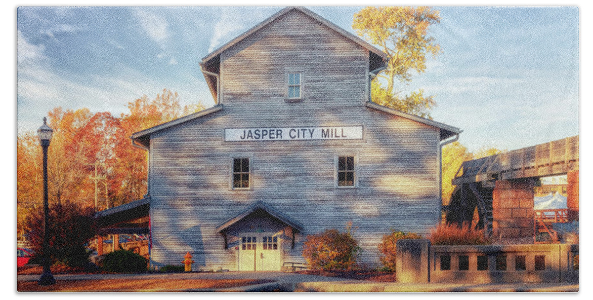 Jasper City Mill Bath Towel featuring the photograph Jasper City Mill - Jasper, IN by Susan Rissi Tregoning
