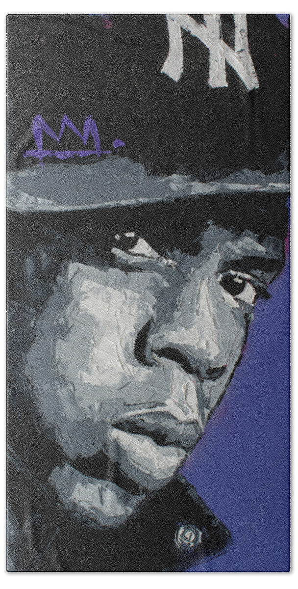 Jay Z Hand Towel featuring the painting Jay Z III by Richard Day
