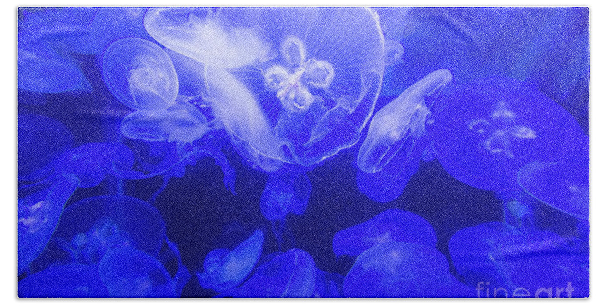 Jelly Hand Towel featuring the photograph Jellyfish in the Water by Beachtown Views
