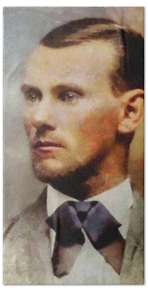 Jesse James Hand Towel featuring the painting Jesse James Portrait Color by Dan Sproul