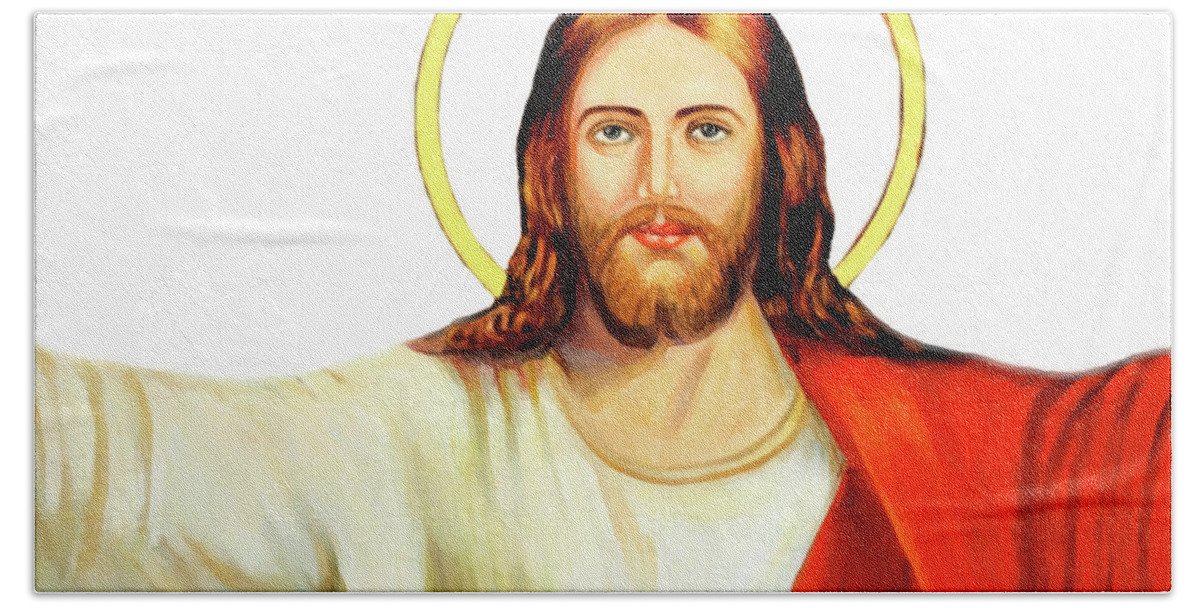 Jesus Bath Towel featuring the photograph Jesus Arms by Munir Alawi