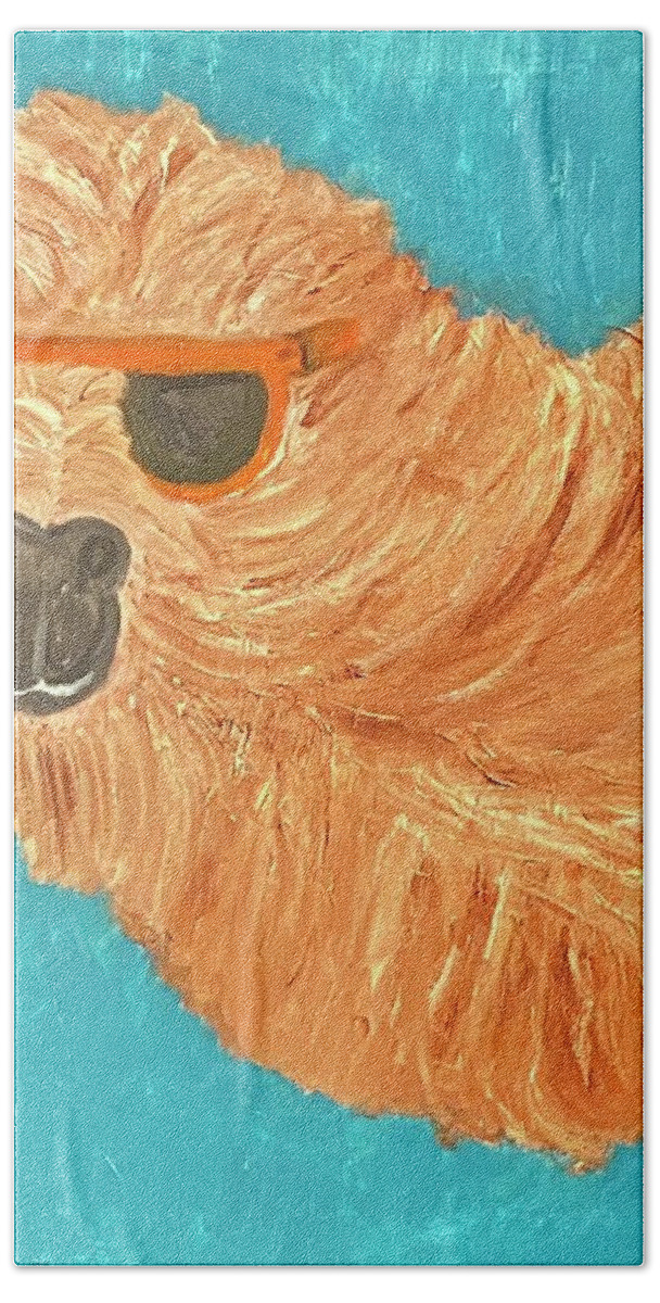 Camel. Pets. Pet Art Bath Towel featuring the painting Joe Cool Camel by Anita Hummel