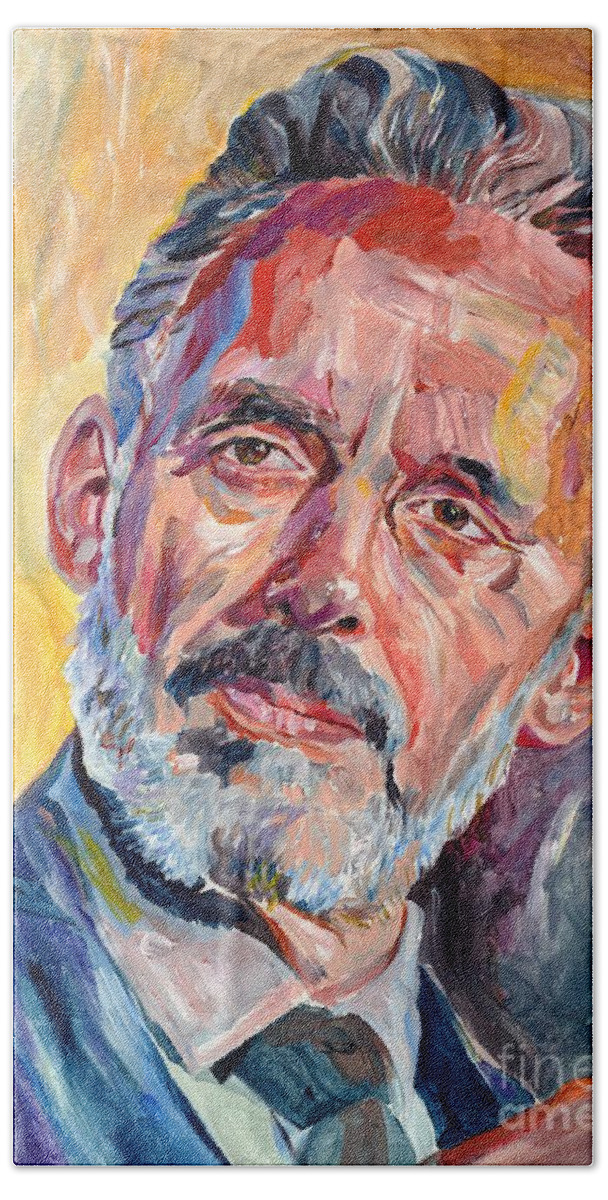 Jordan Peterson Hand Towel featuring the painting Jordan Peterson by Suzann Sines
