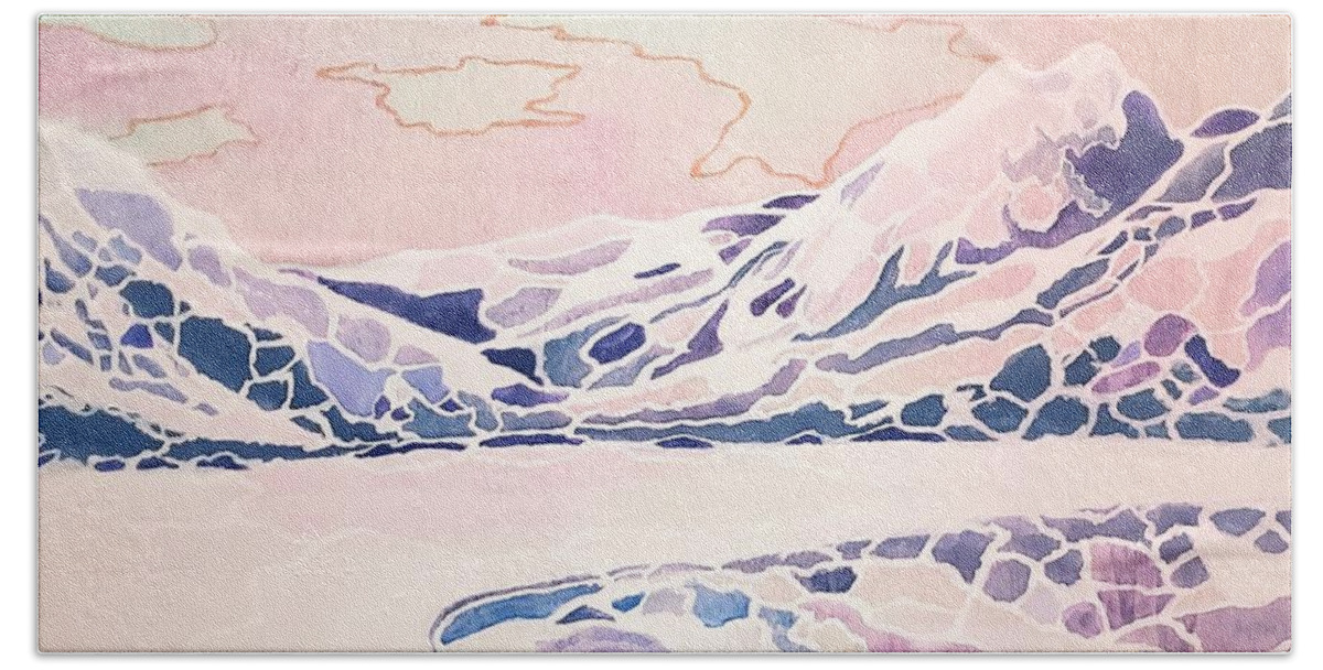 Mountains Bath Towel featuring the painting Jotunheimr by Stephanie Hollingsworth