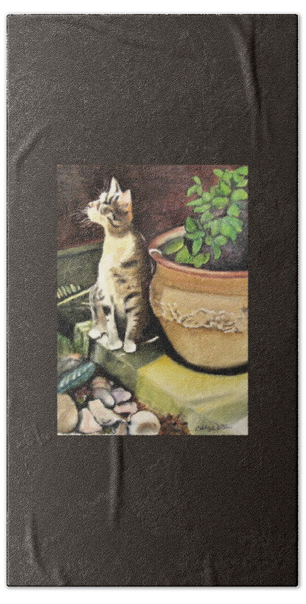 Kitten Bath Towel featuring the painting June's Baby by Bobby Walters