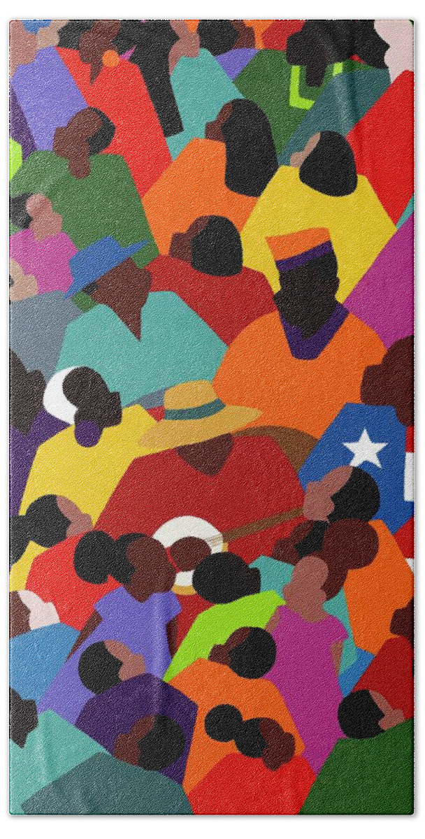 Black Lives Matter Hand Towel featuring the painting Juneteenth by Synthia SAINT JAMES