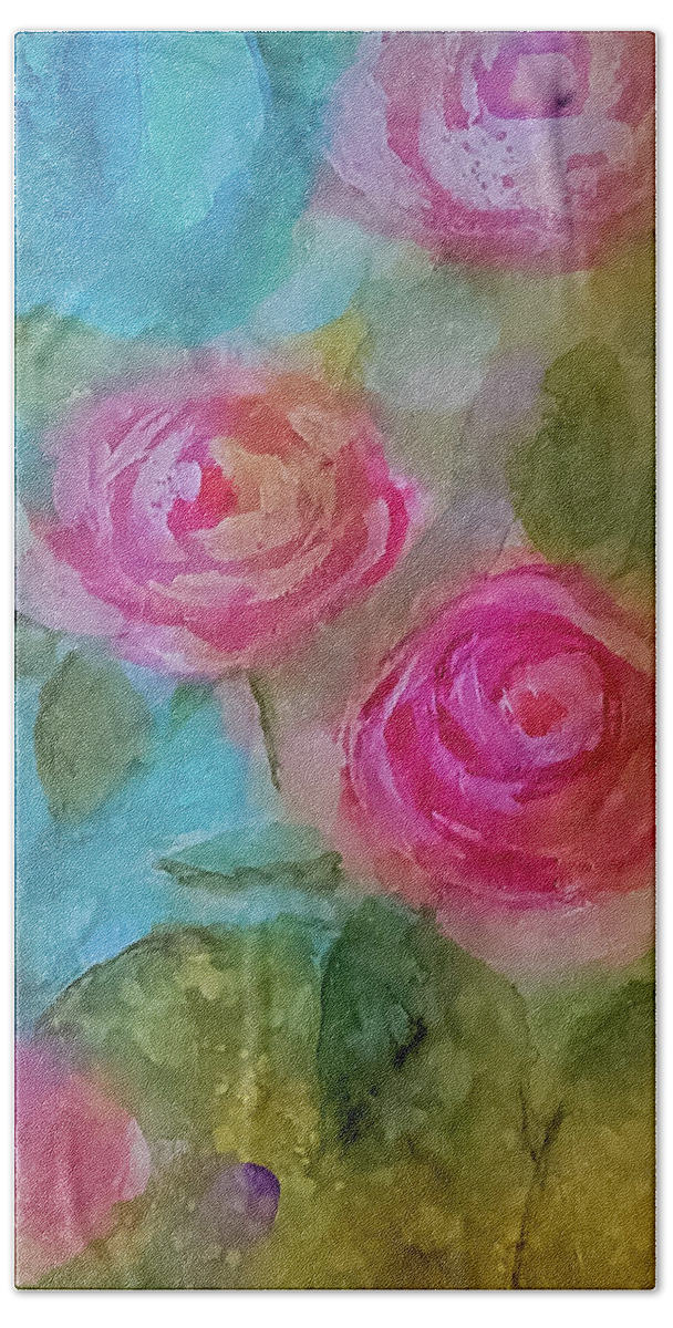 Rose Bath Towel featuring the painting Just a Quick Rose Painting by Lisa Kaiser