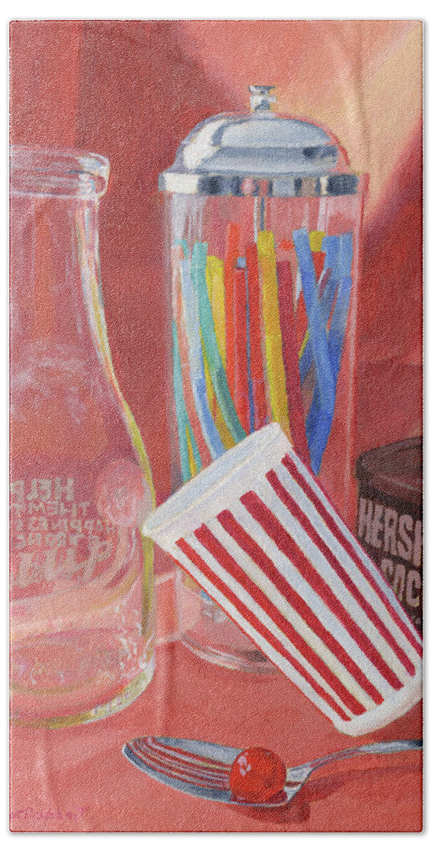 Retro Hand Towel featuring the painting Just Add Ice Cream by Lynne Reichhart