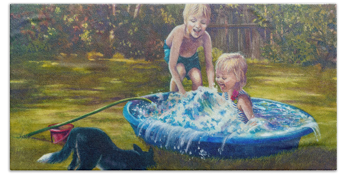 Swimming Bath Towel featuring the painting Just Add Water by Jill Westbrook