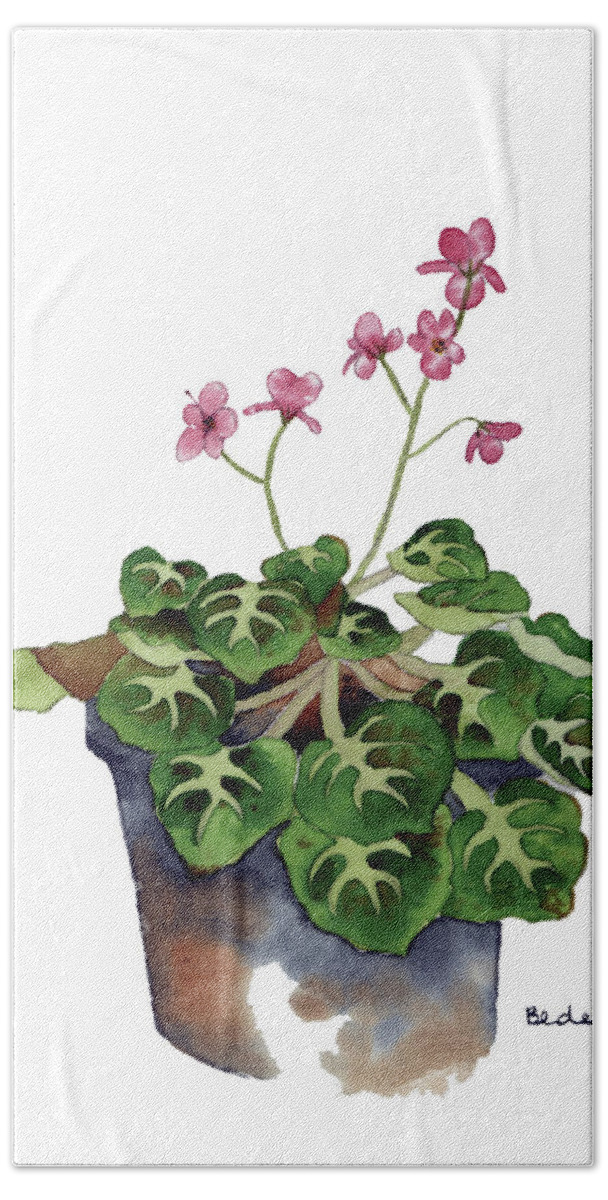 African Violet Bath Towel featuring the painting Just Perfect by Catherine Bede