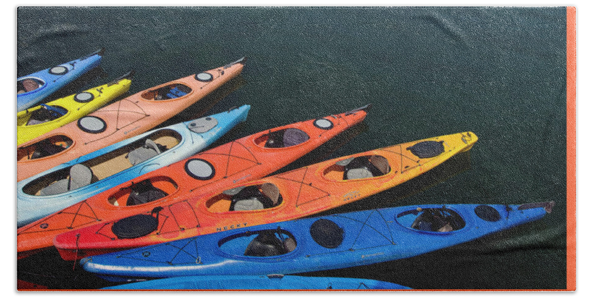 Kayaks Hand Towel featuring the photograph Kayaks by Robert Dann