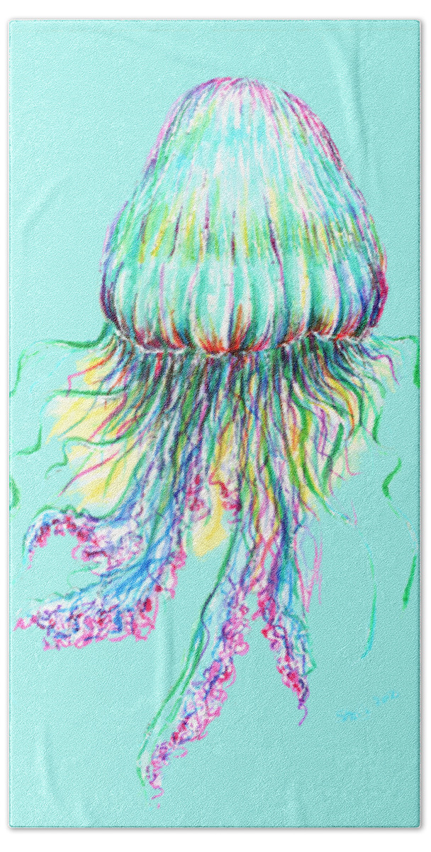Jellyfish Bath Towel featuring the painting Key West Jellyfish Study 2 by Shelly Tschupp