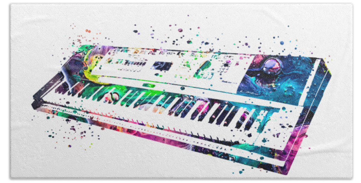 Keyboard Bath Towel featuring the painting Keyboard by Zuzi 's