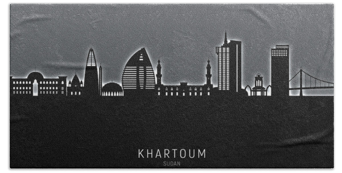 Khartoum Bath Towel featuring the digital art Khartoum Sudan Skyline #12 by Michael Tompsett