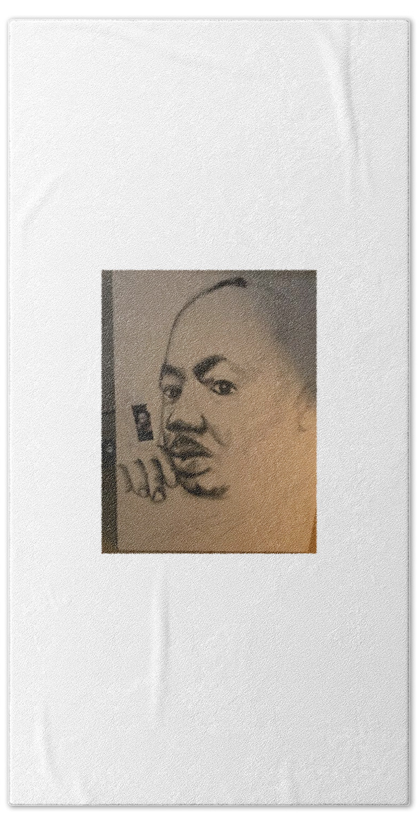  Hand Towel featuring the drawing King by Angie ONeal