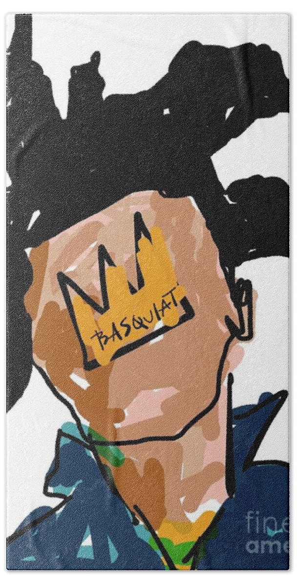  Bath Towel featuring the painting King Basquiat by Oriel Ceballos
