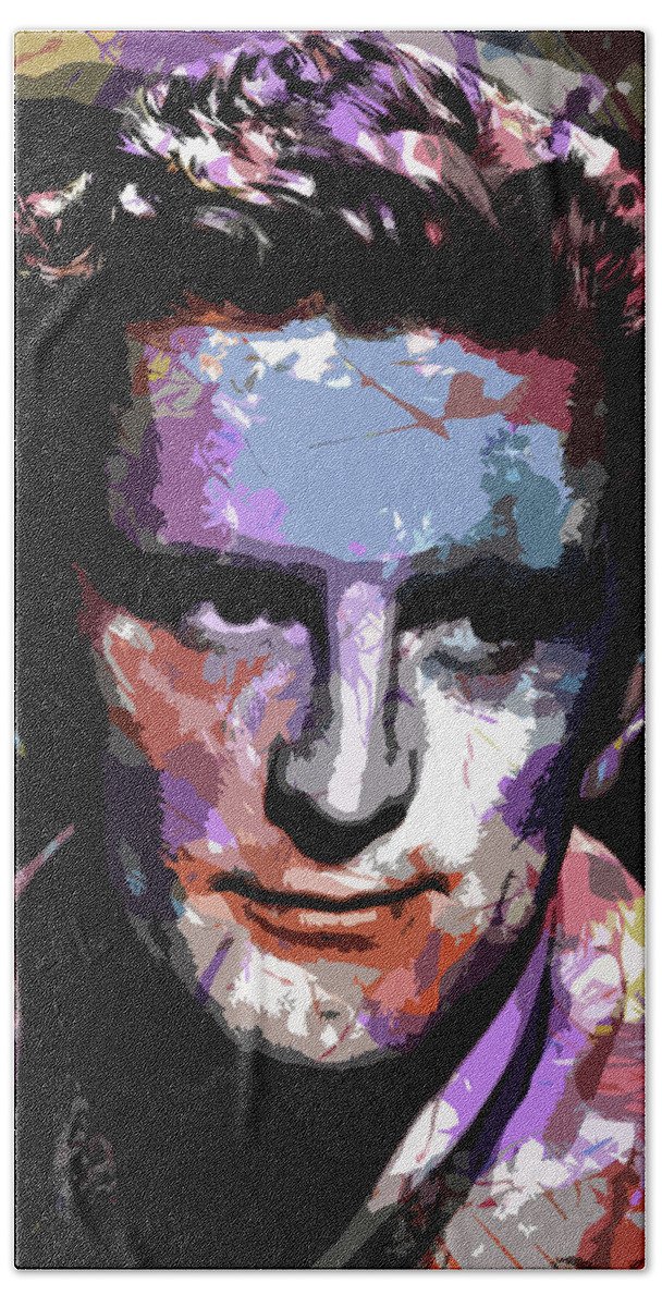 Kirk Douglas Bath Towel featuring the digital art Kirk Douglas psychedelic portrait by Movie World Posters