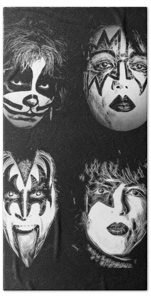 Kiss Hand Towel featuring the digital art KISS Nation BW by Fred Larucci