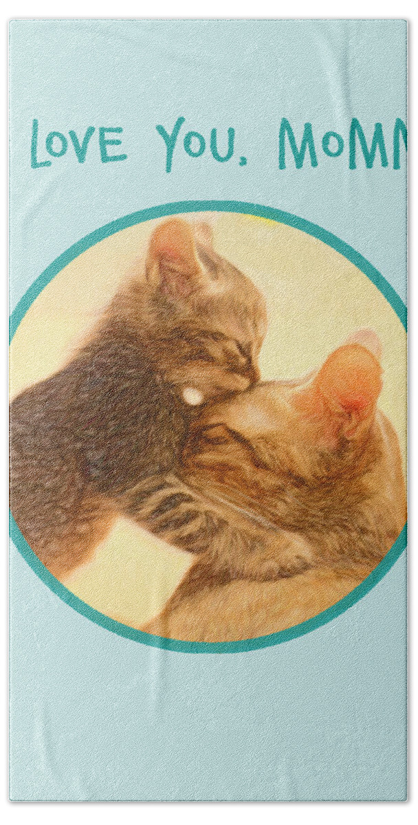 Cat Bath Towel featuring the mixed media Kitty Love by Moira Law