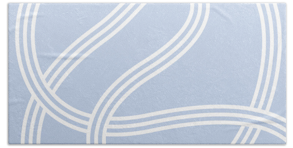 Nikita Coulombe Hand Towel featuring the painting Knot 3 in blue by Nikita Coulombe